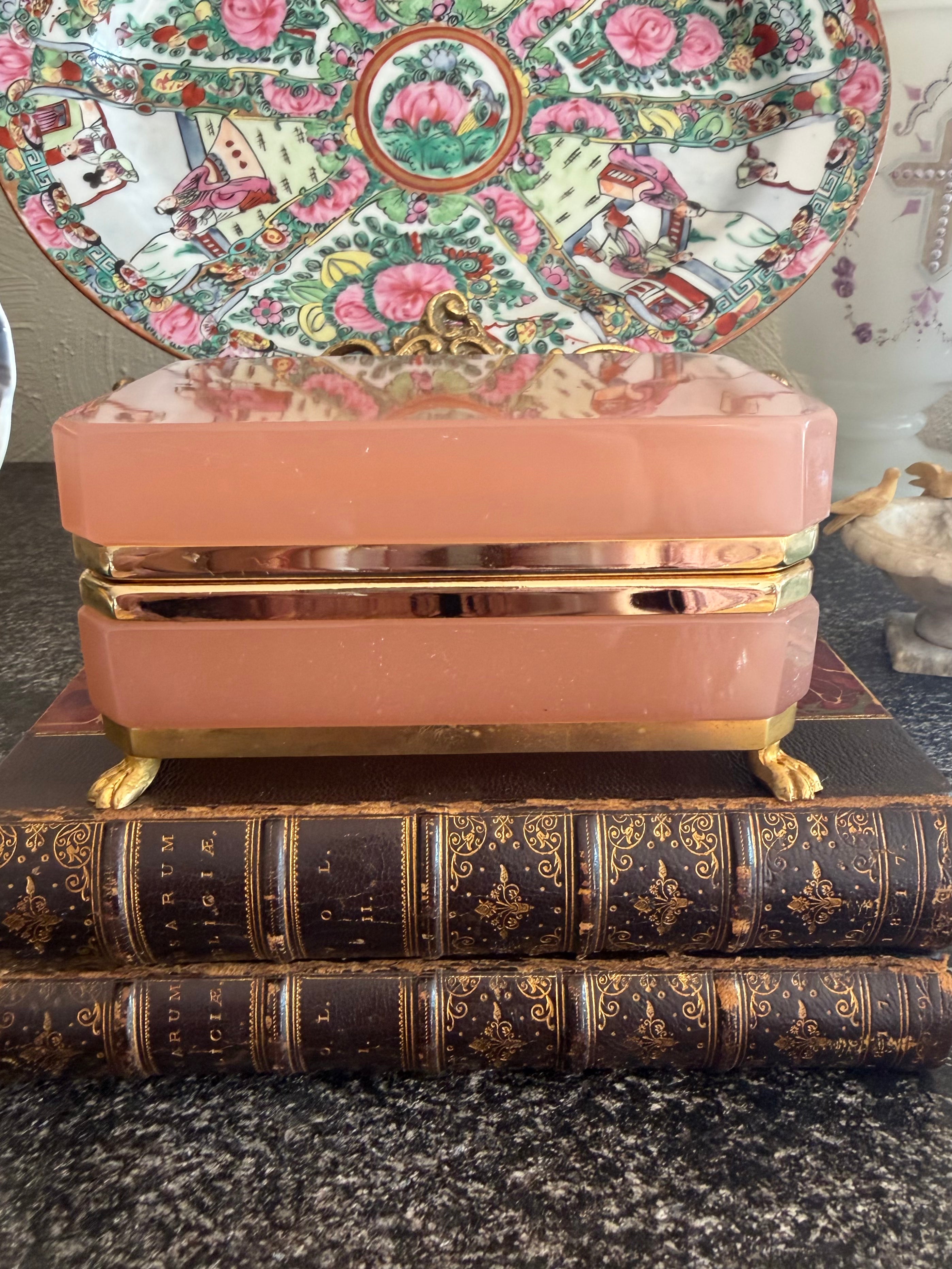 Antique French Opaline Glass Casket