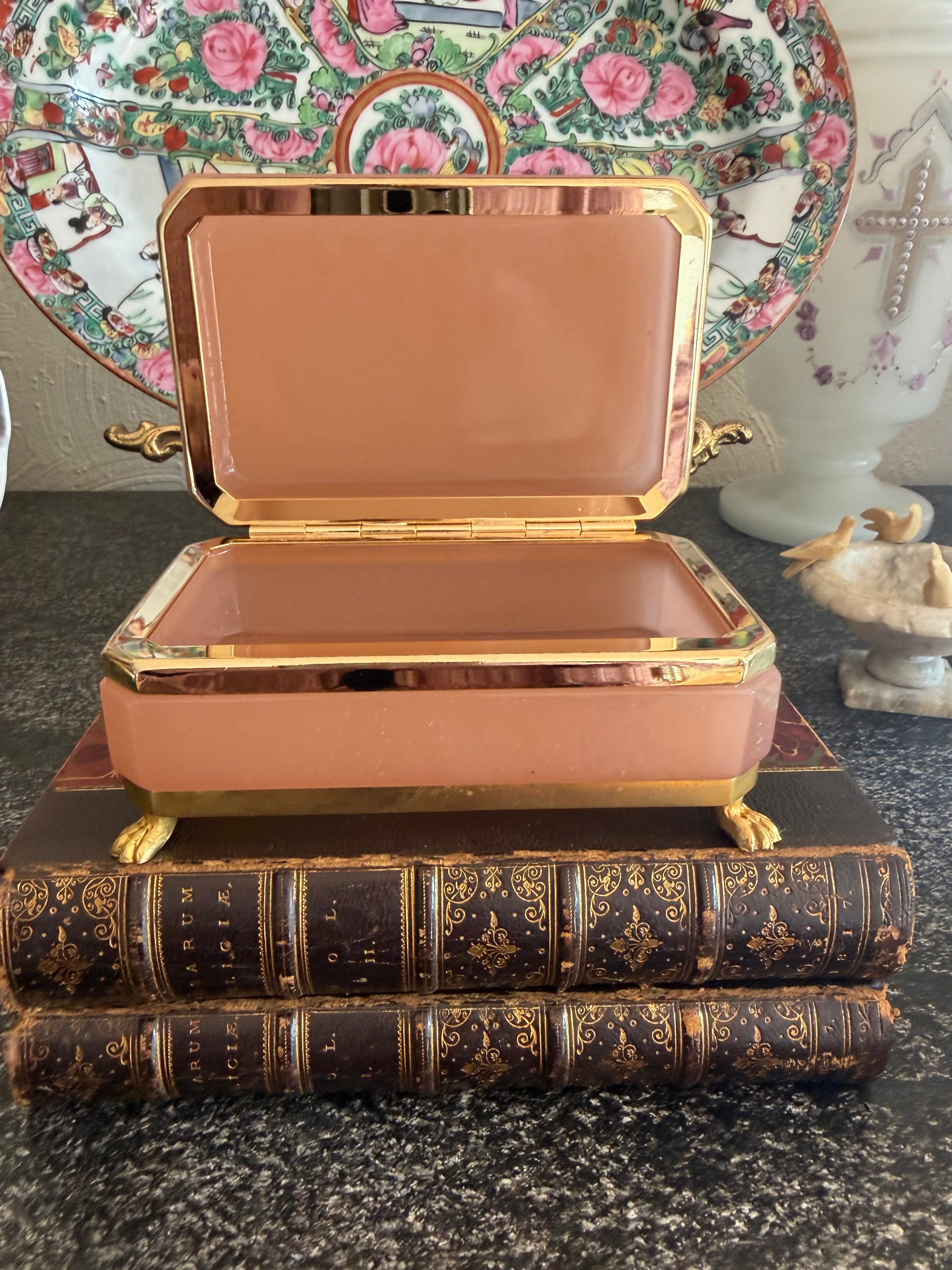 Antique French Opaline Glass Casket