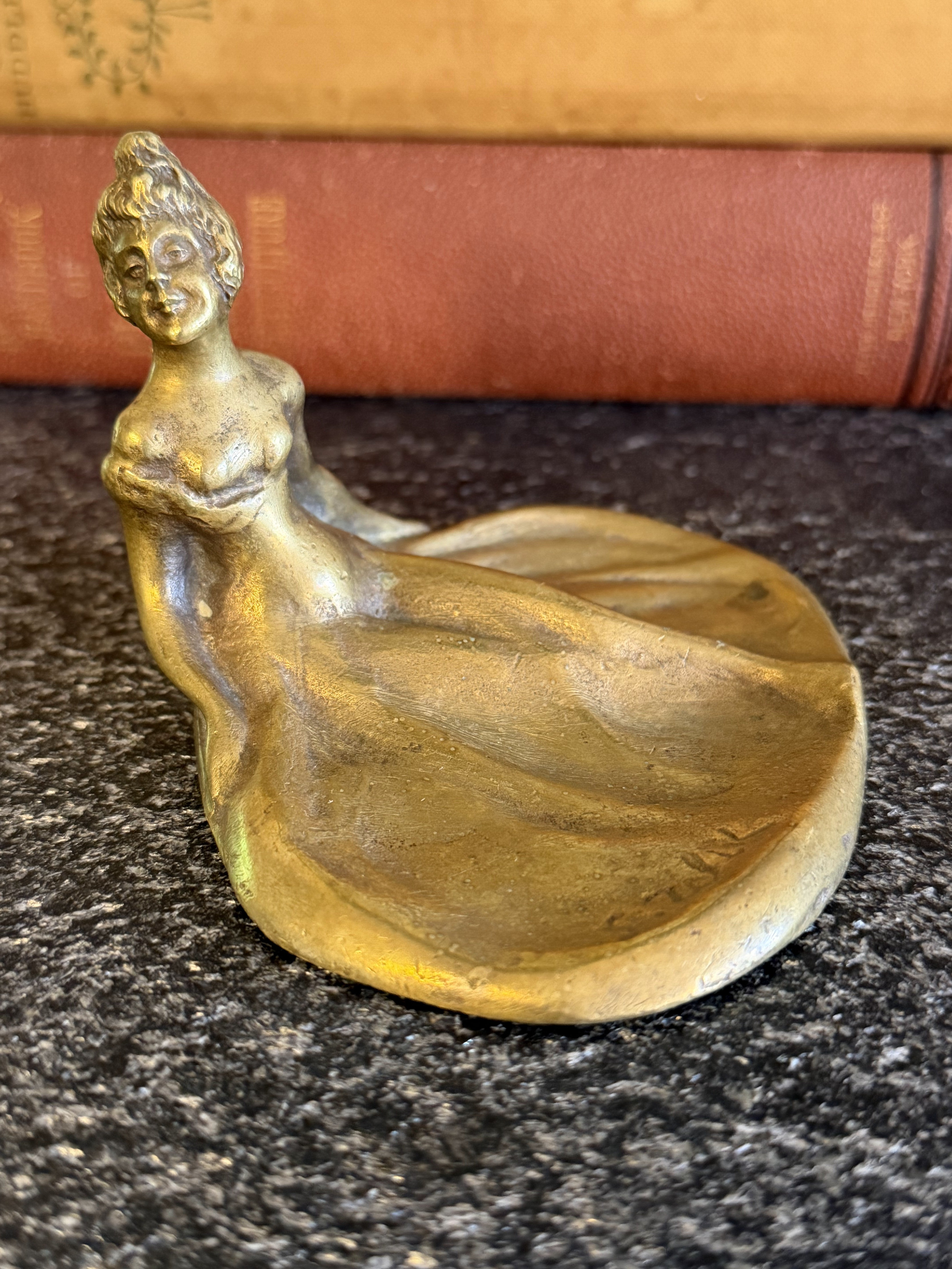 Signed Art Nouveau Bronze Trinket Dish