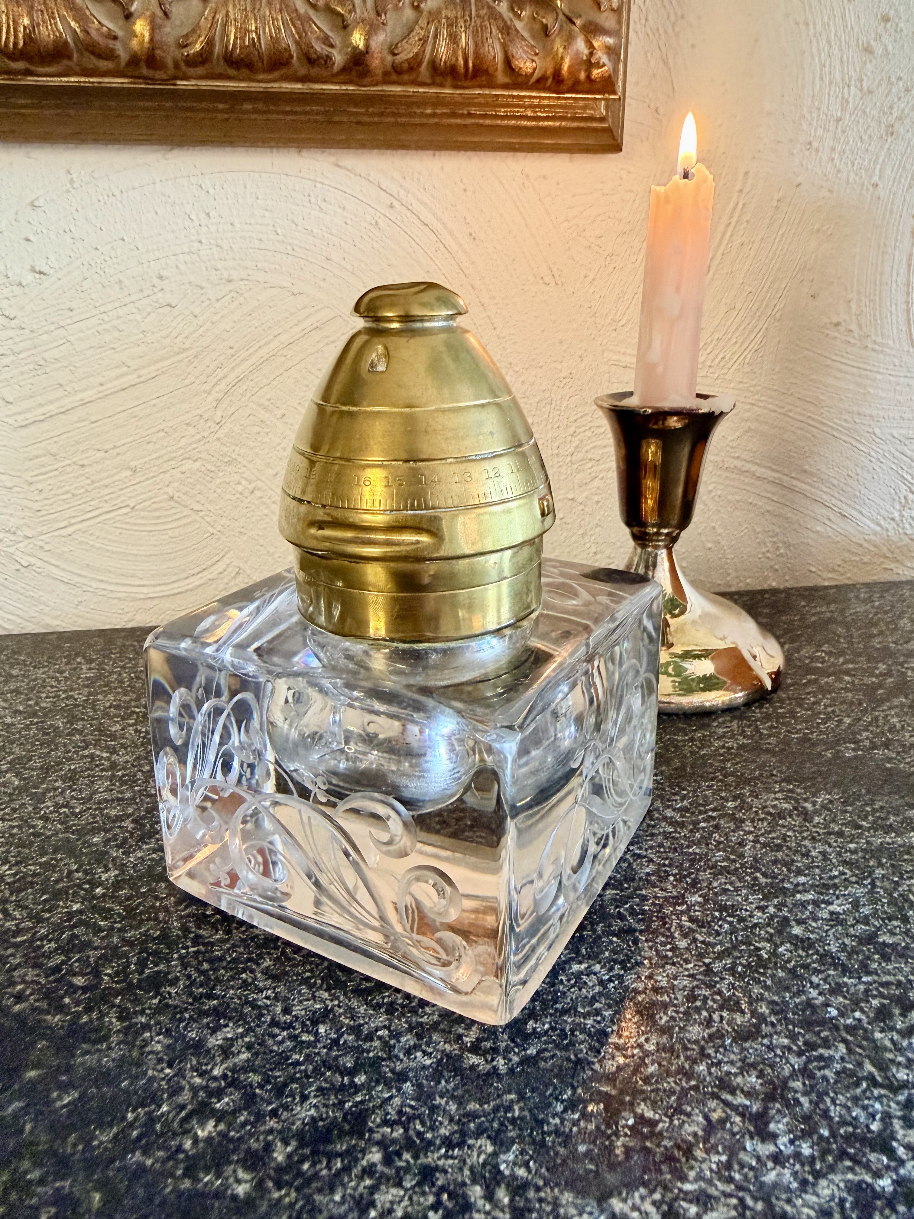 Antique French Crystal Inkwell