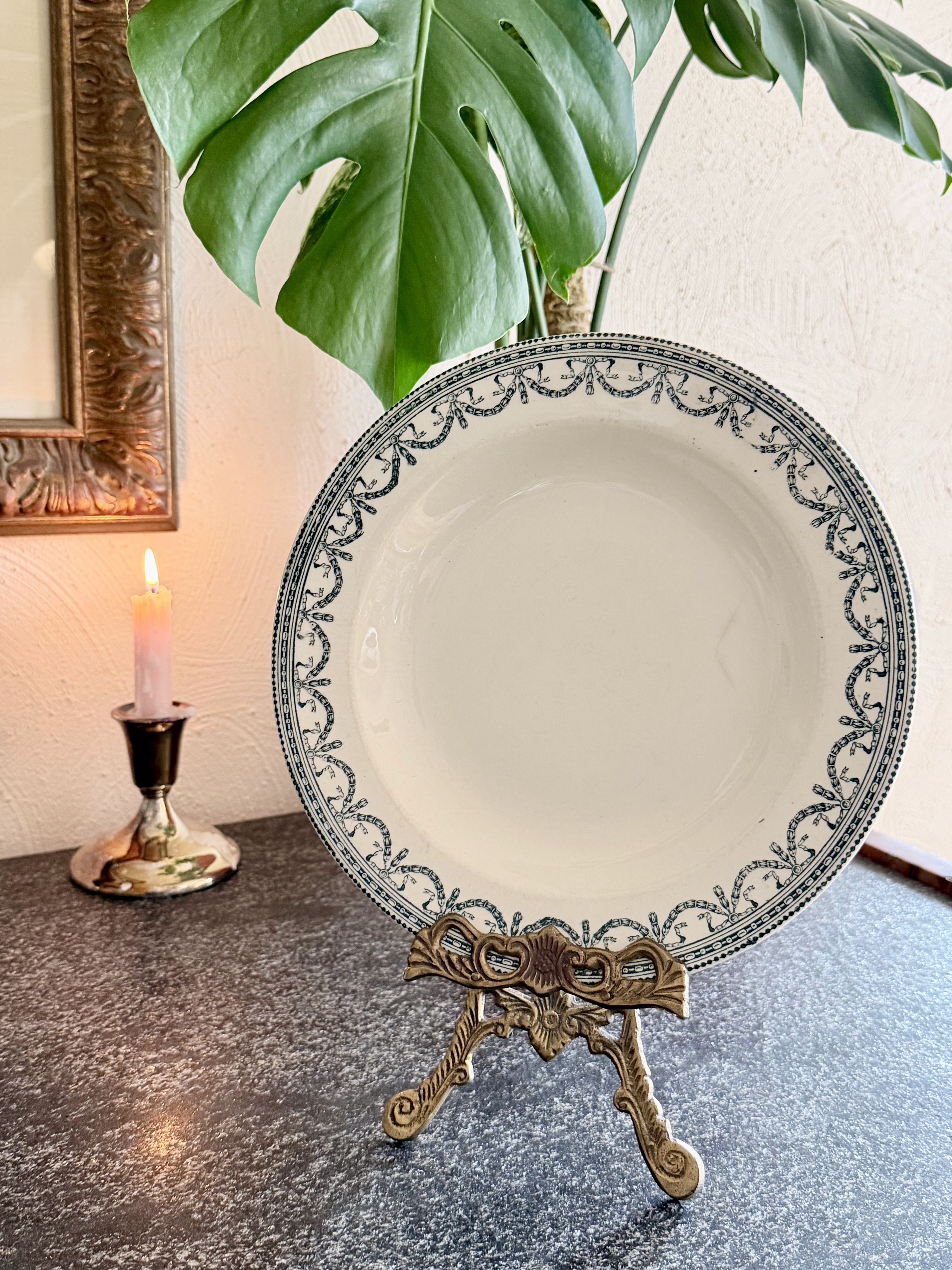 Antique Terre de Fer Swag Plate #2
