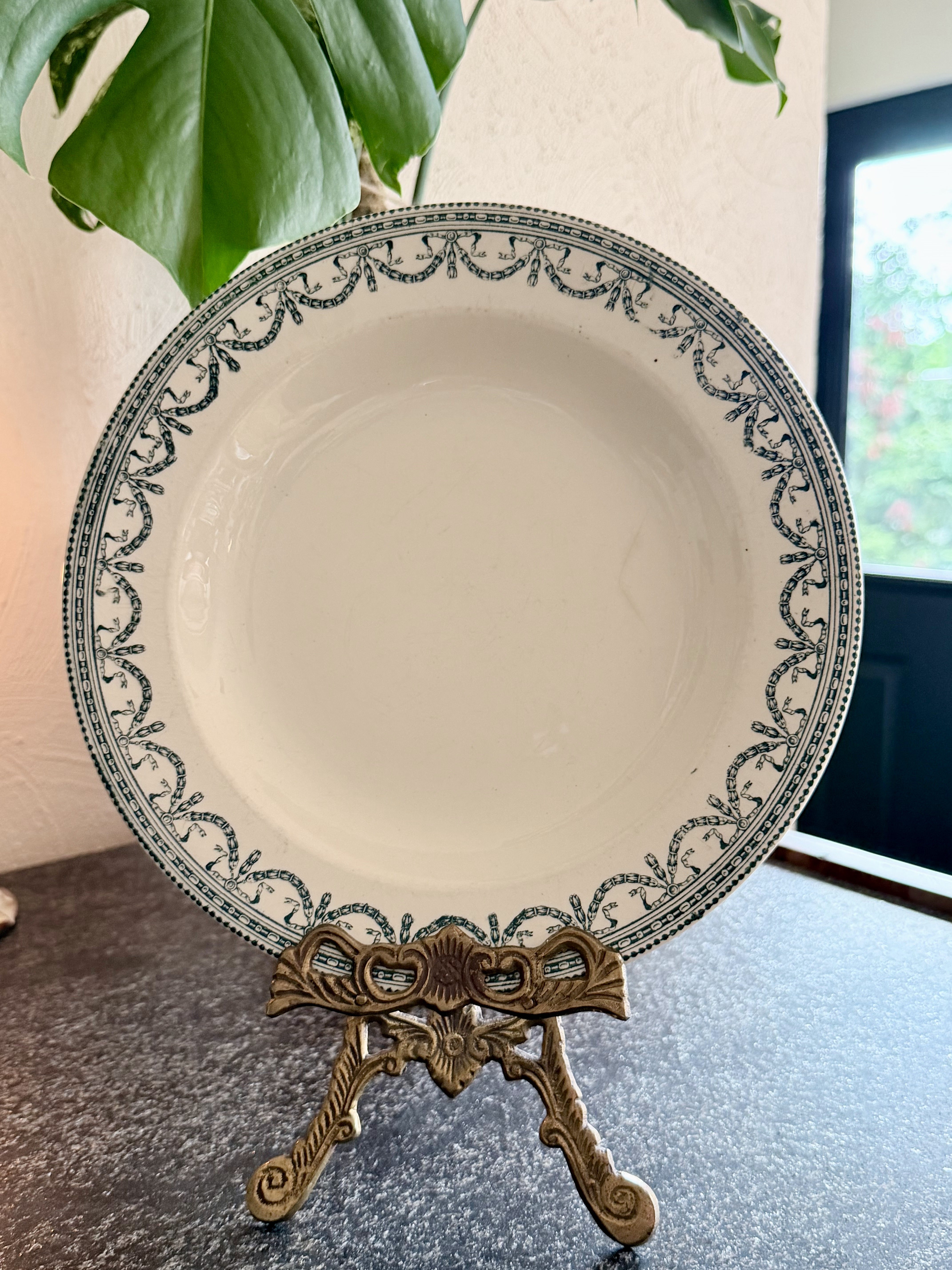 Antique Terre de Fer Swag Plate #2