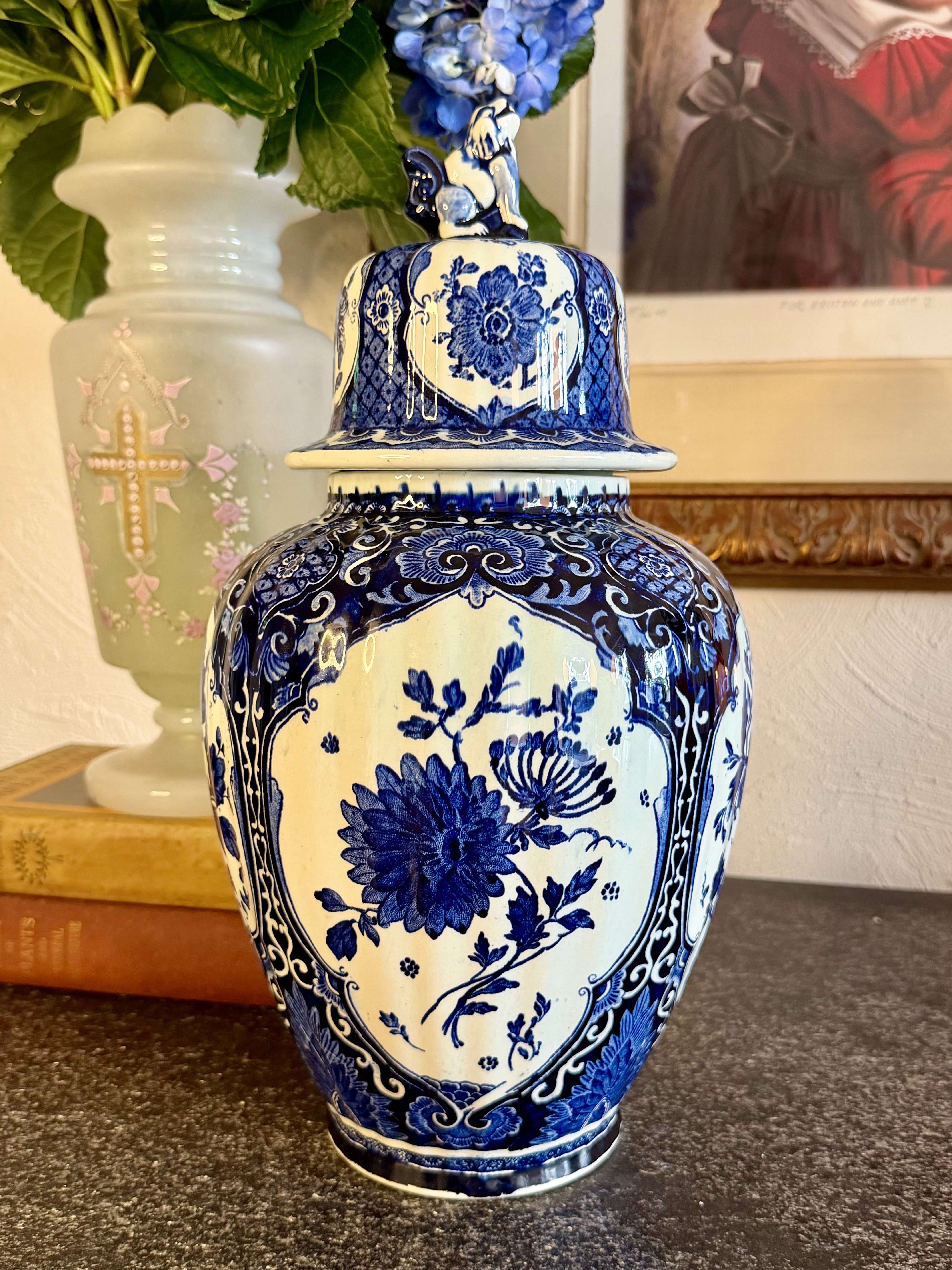 Large Antique Delft Lidded Jar