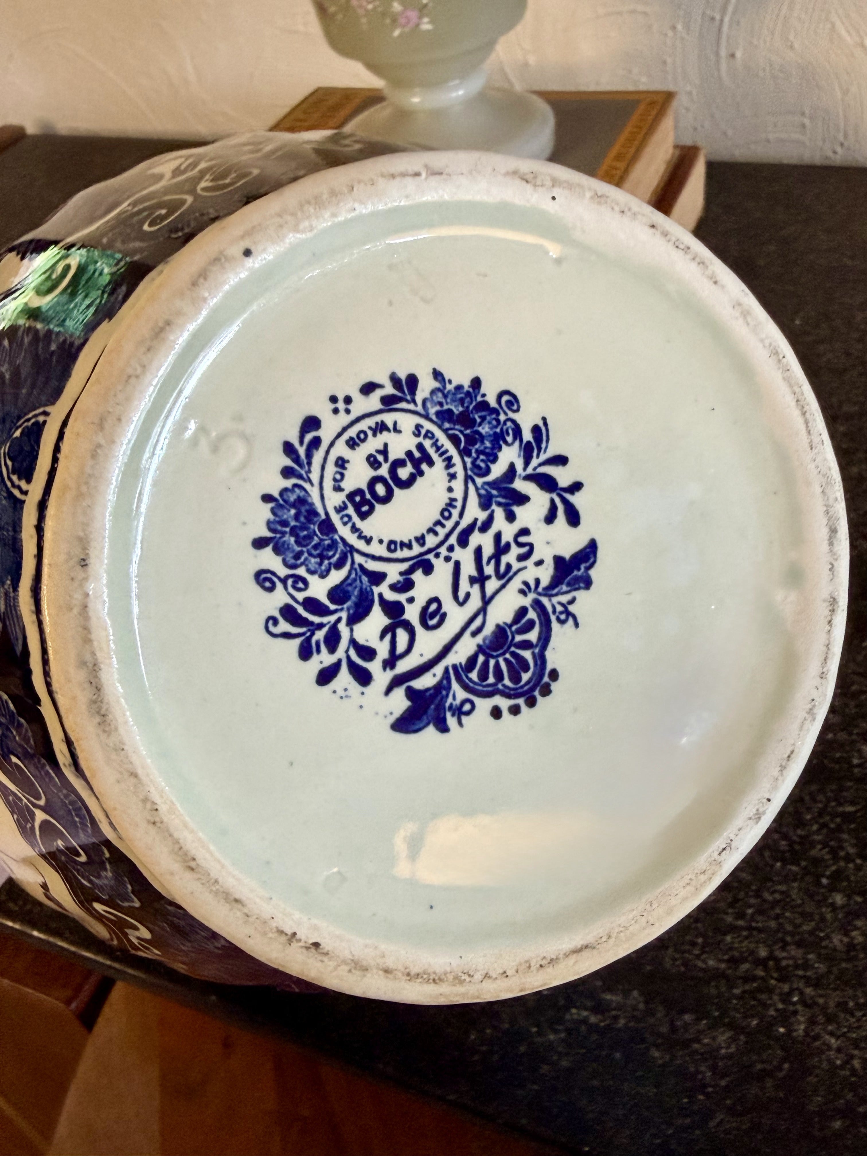 Large Antique Delft Lidded Jar