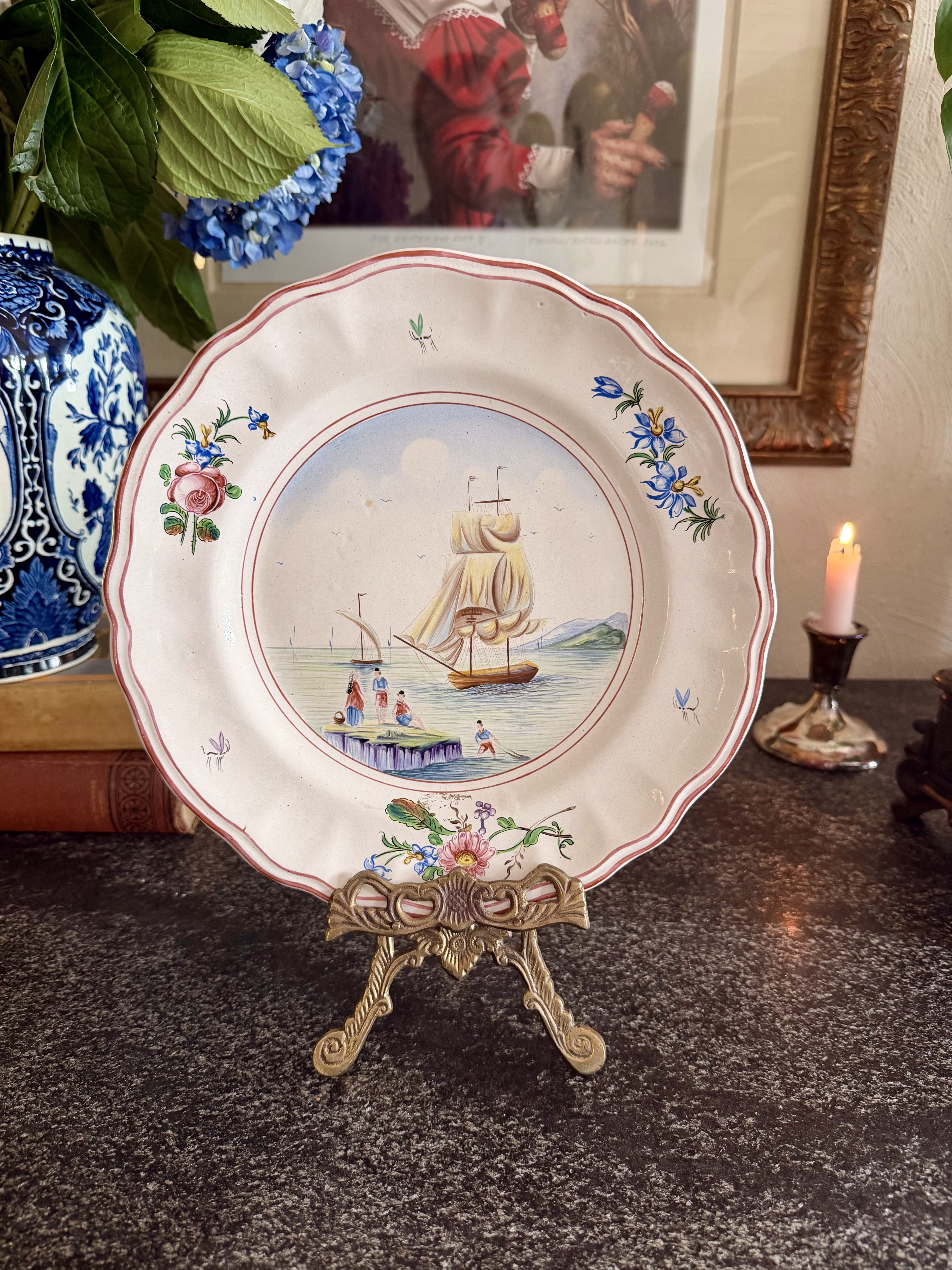 French Faience Nautical Plate 3
