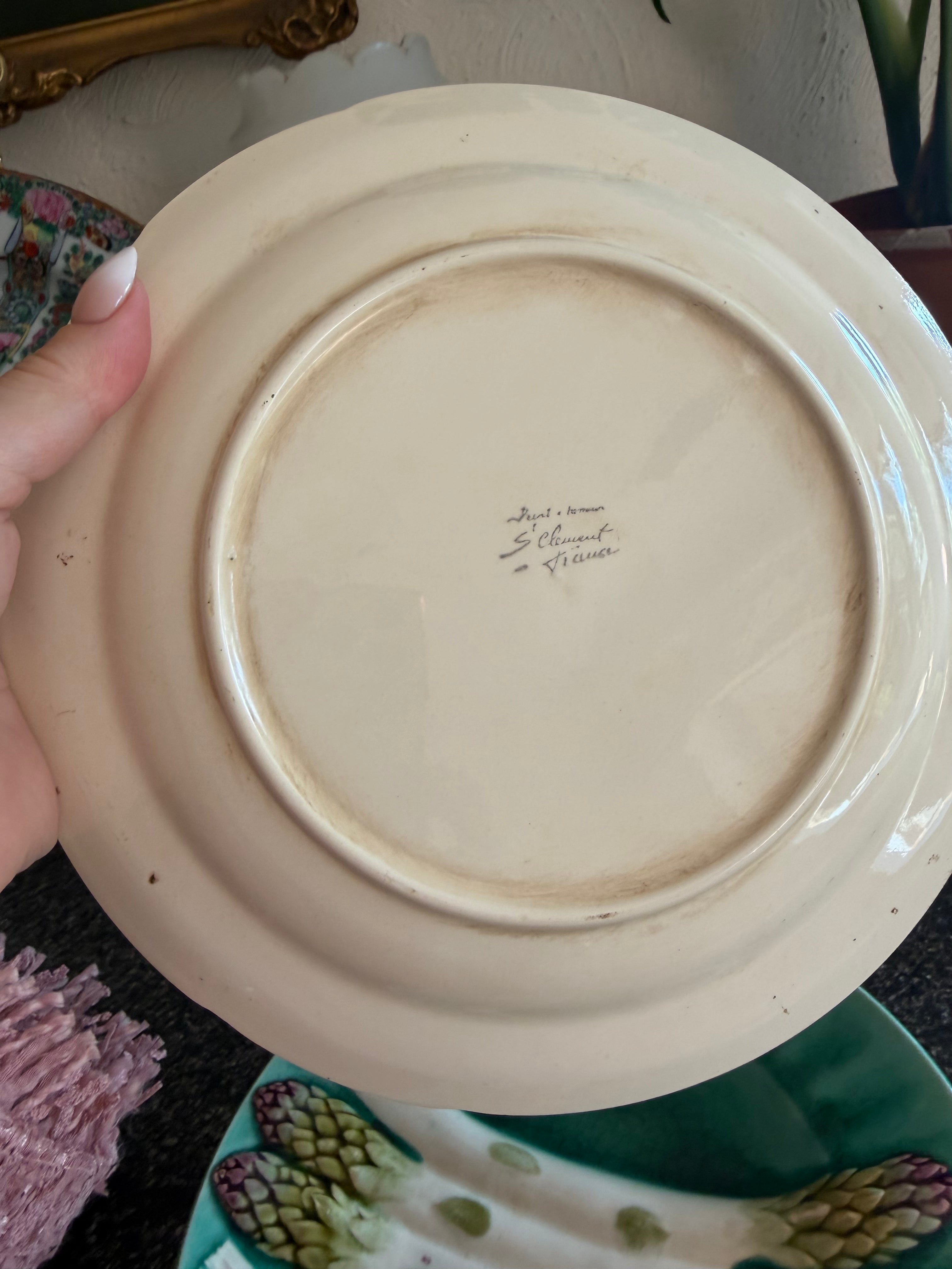 Antique Majolica Asparagus Plate