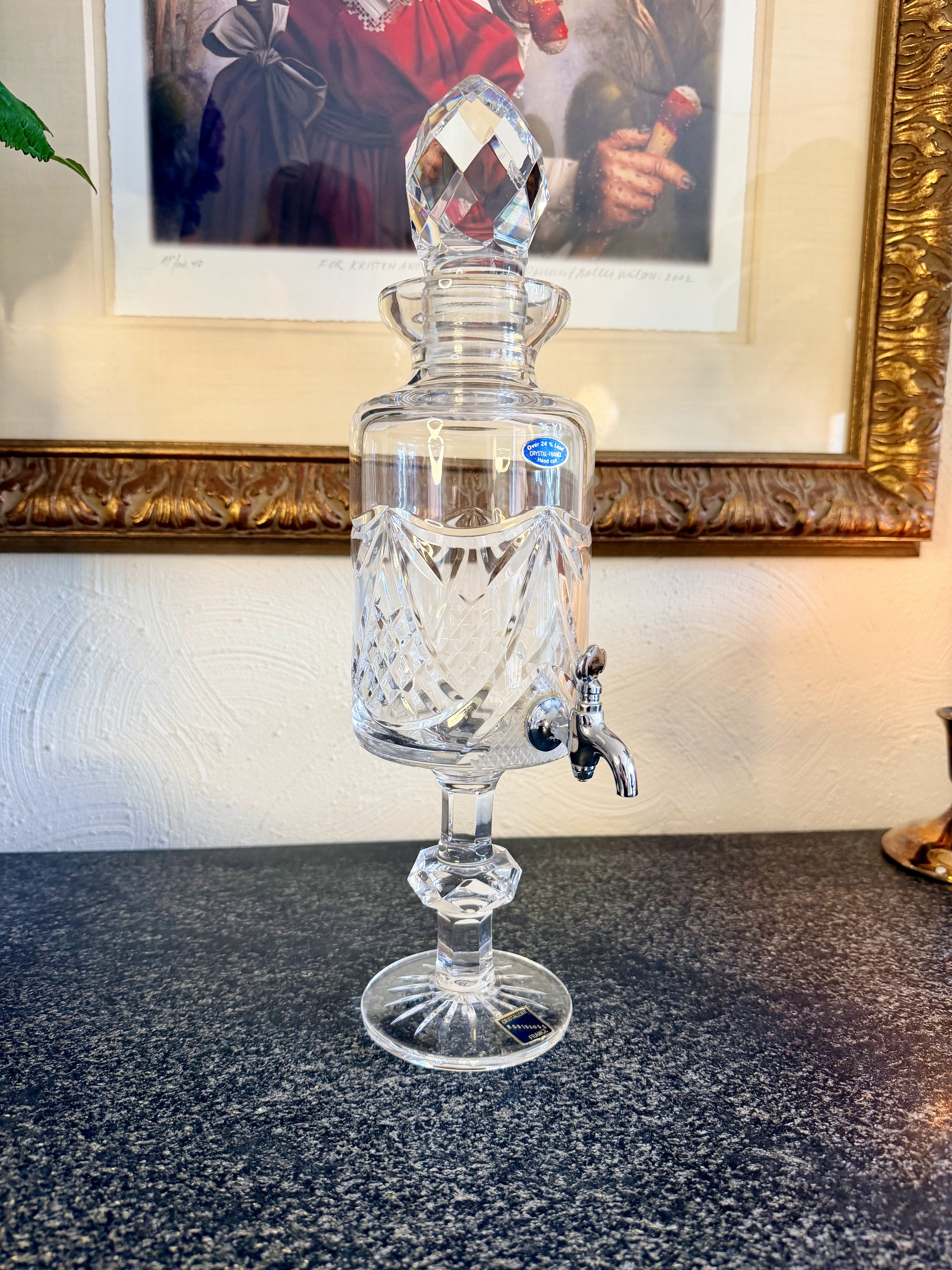 French Crystal Beverage Dispenser with Stopper