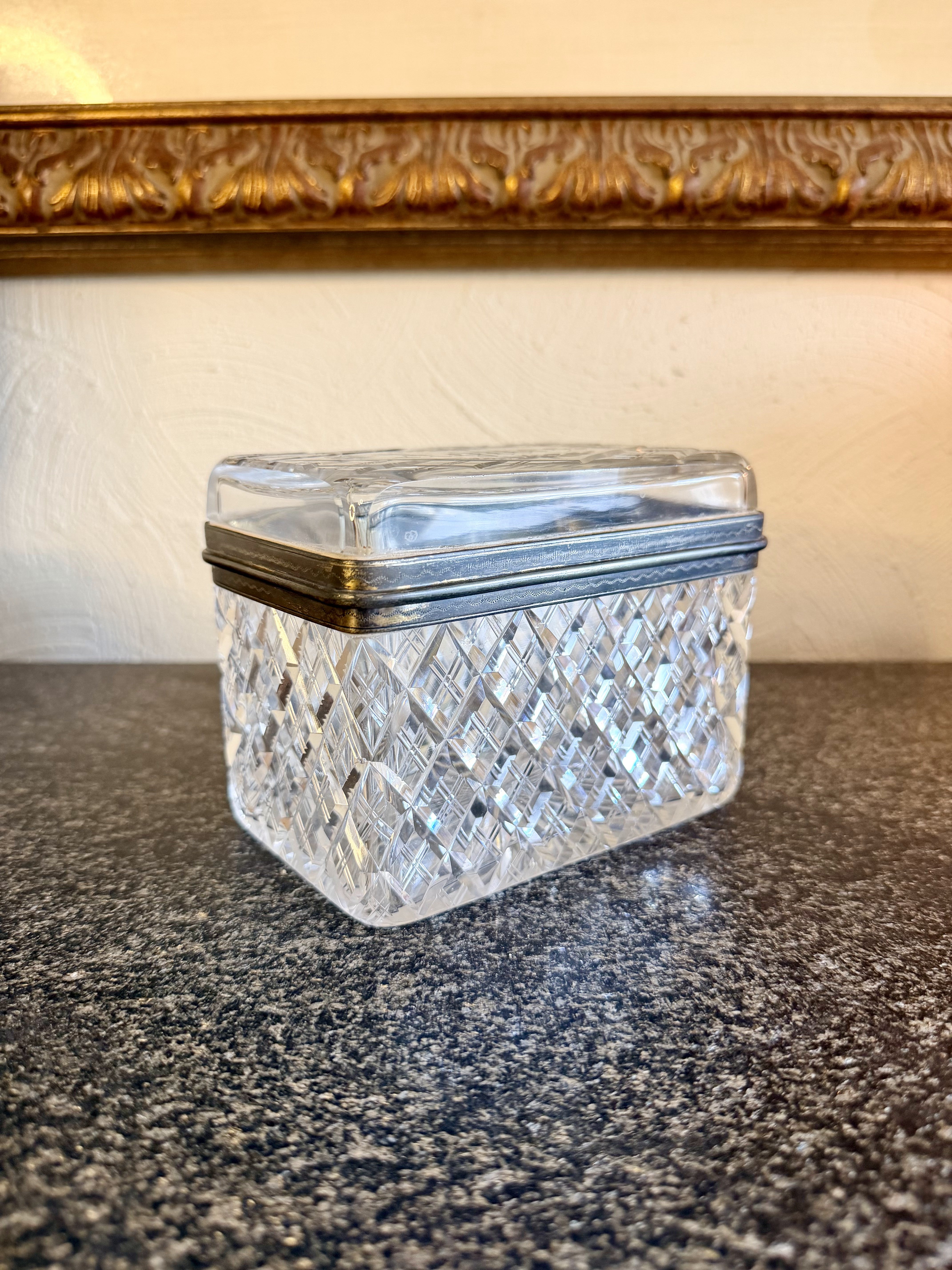 Antique Diamond Cut Crystal Casket