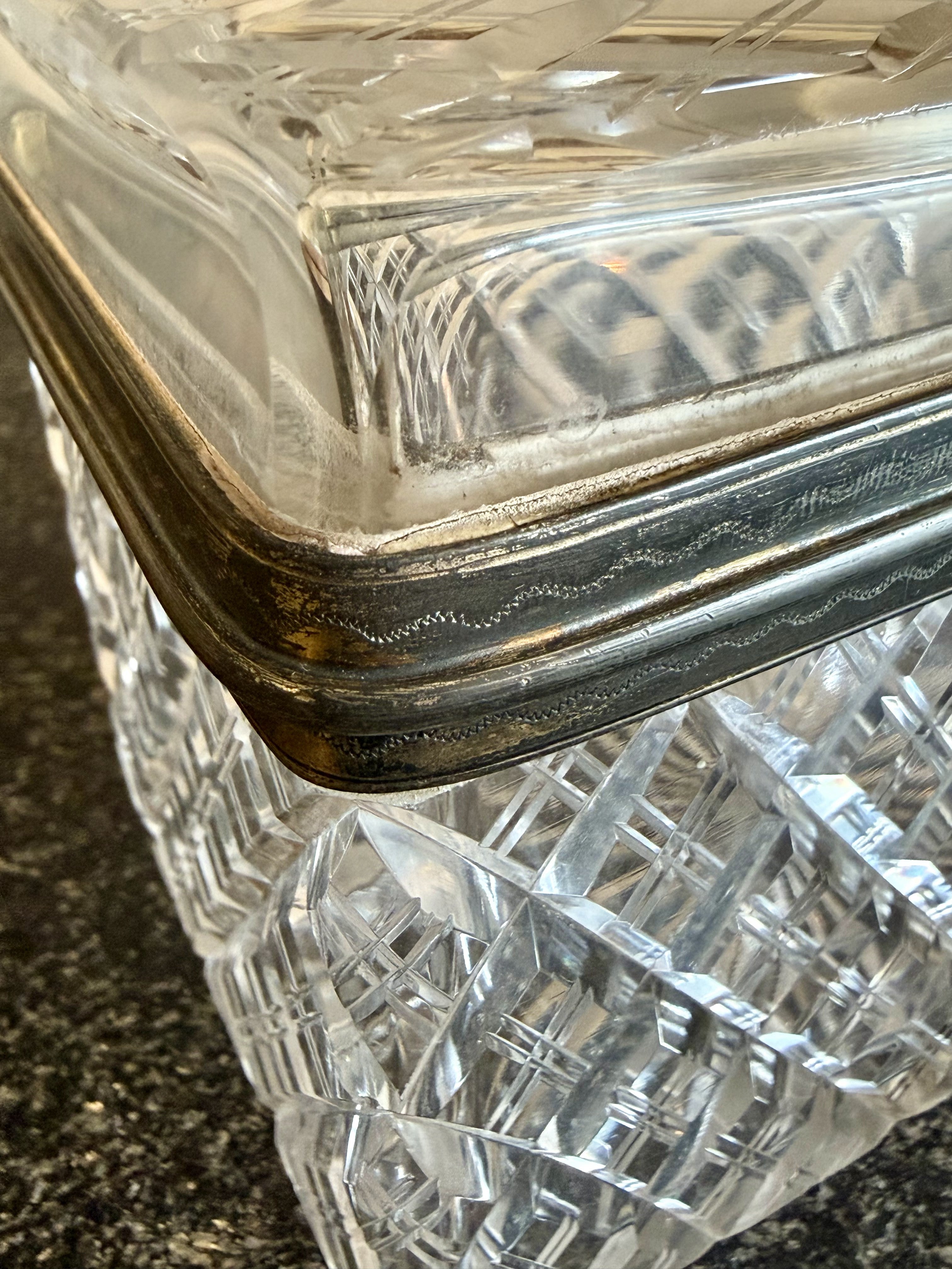 Antique Diamond Cut Crystal Casket