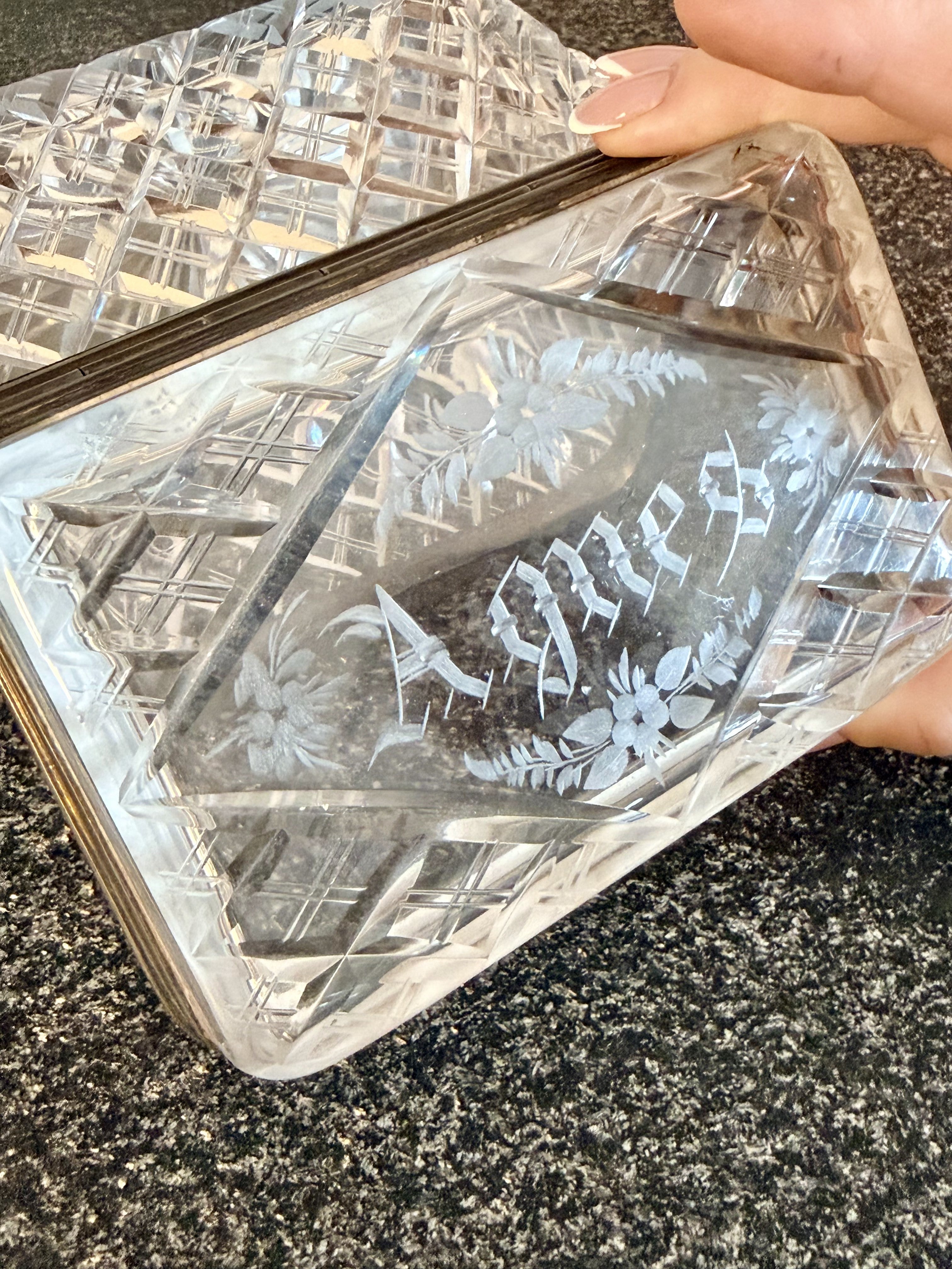 Antique Diamond Cut Crystal Casket