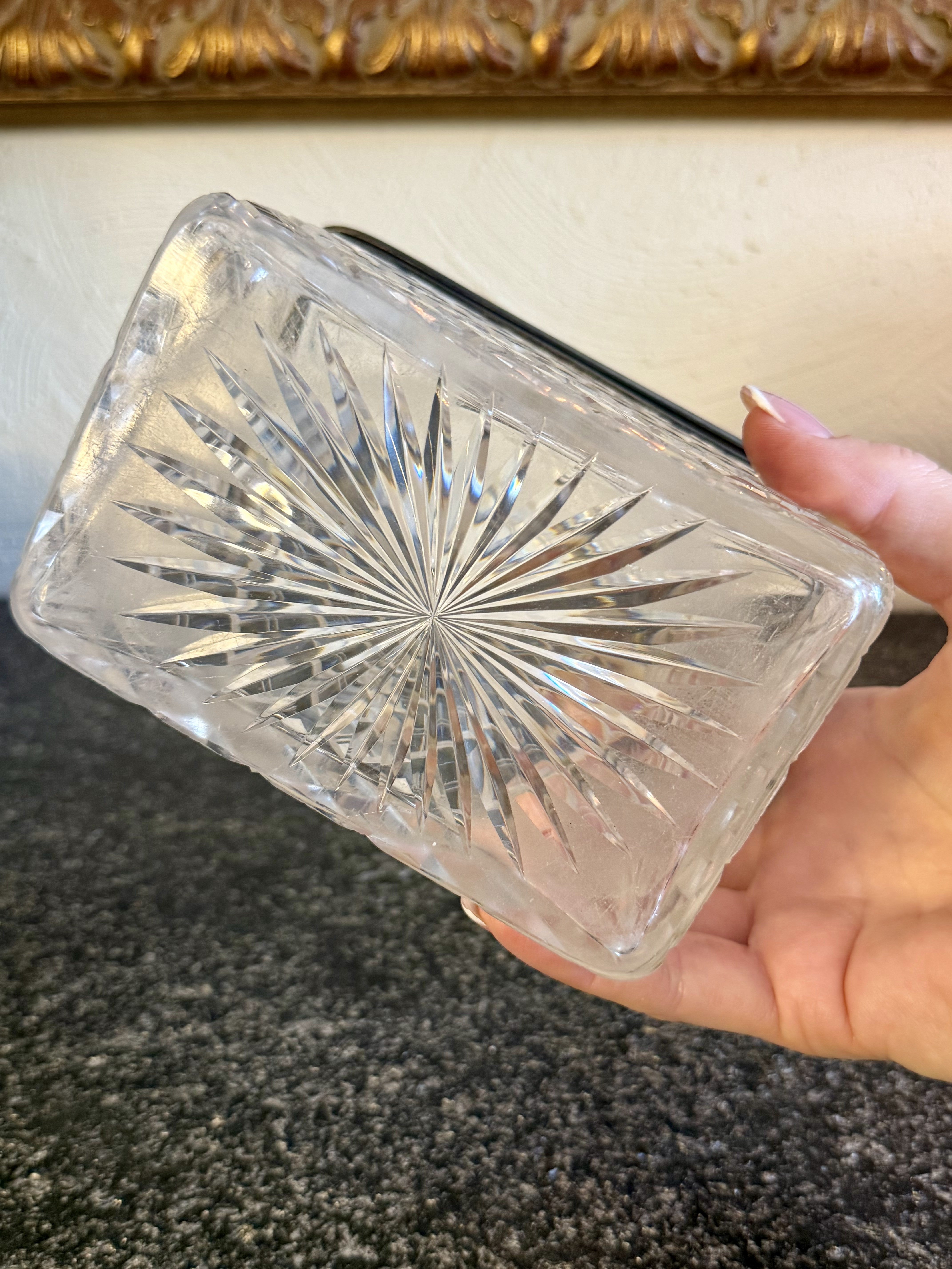 Antique Diamond Cut Crystal Casket