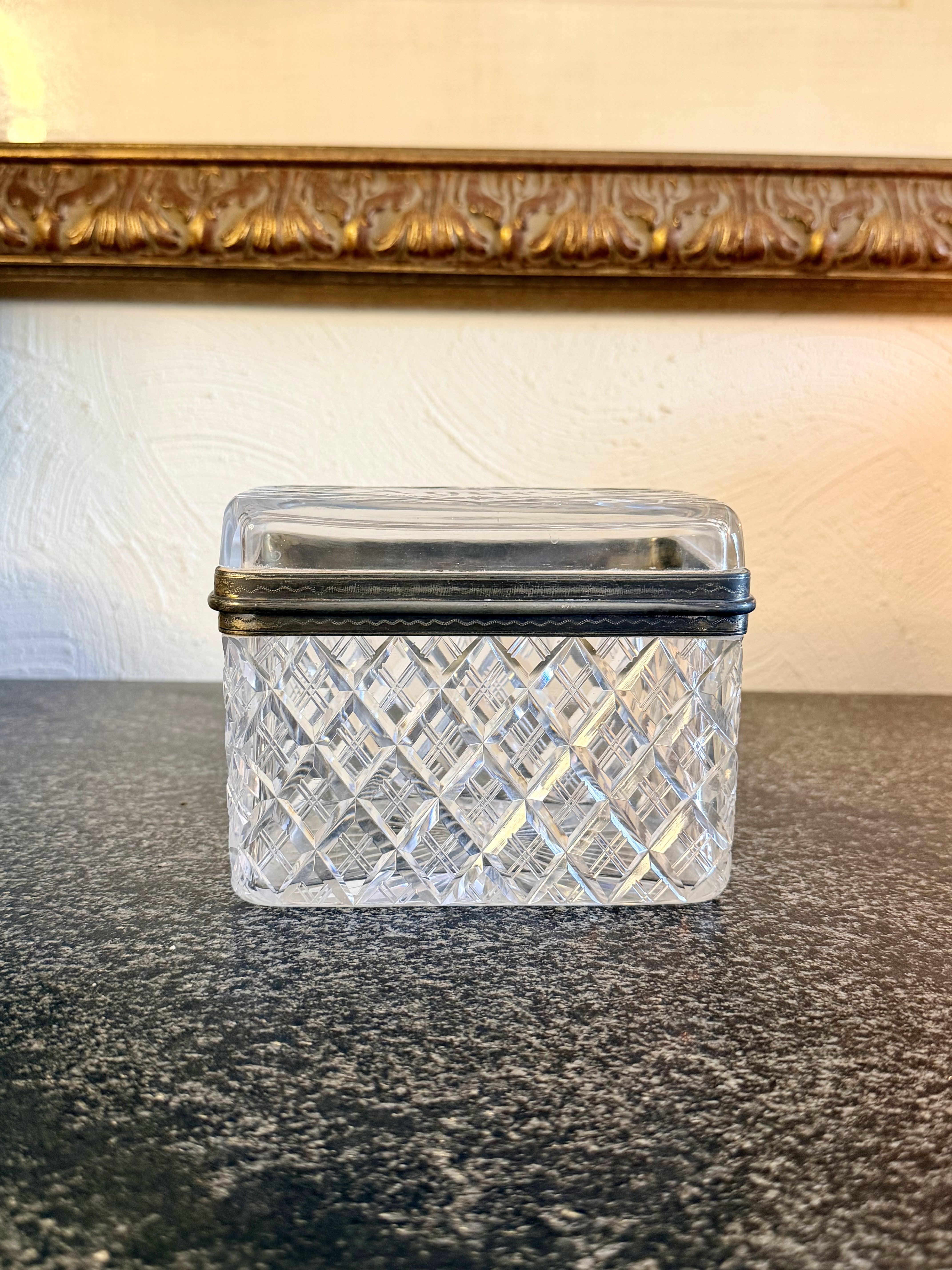 Antique Diamond Cut Crystal Casket