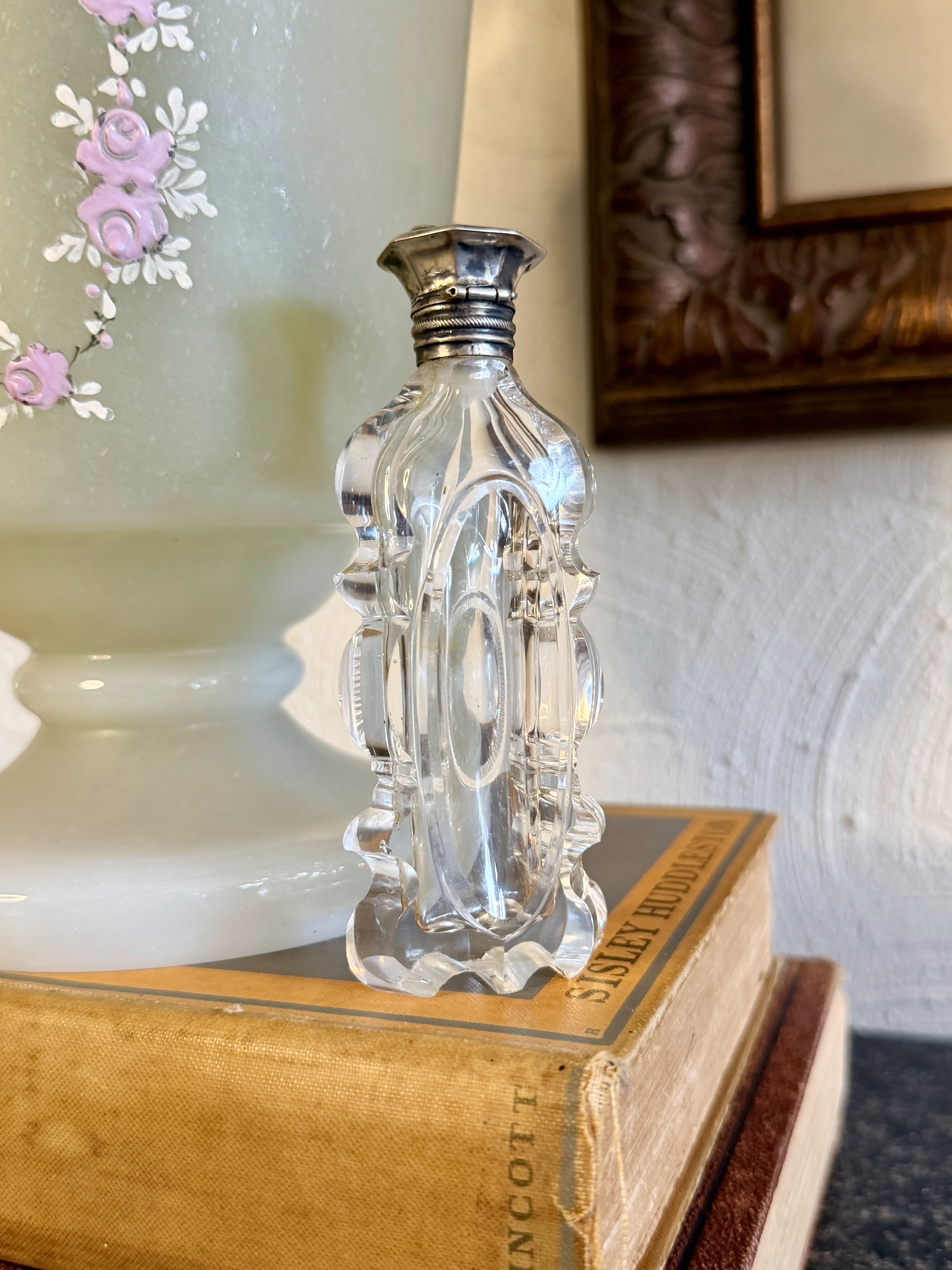 Vintage Cut Glass and Sterling Parfum Bottle