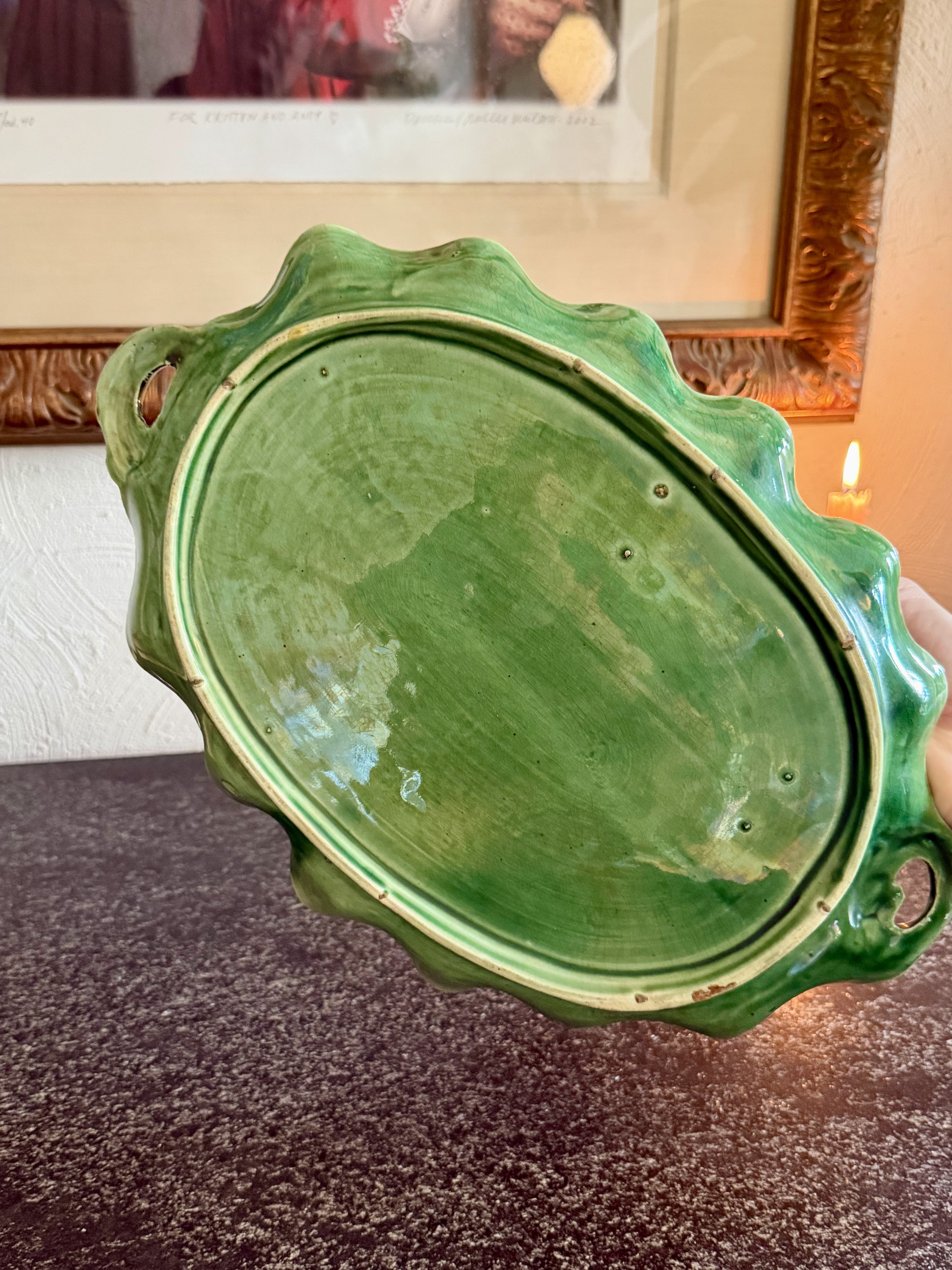 Antique Majolica Asparagus Boat