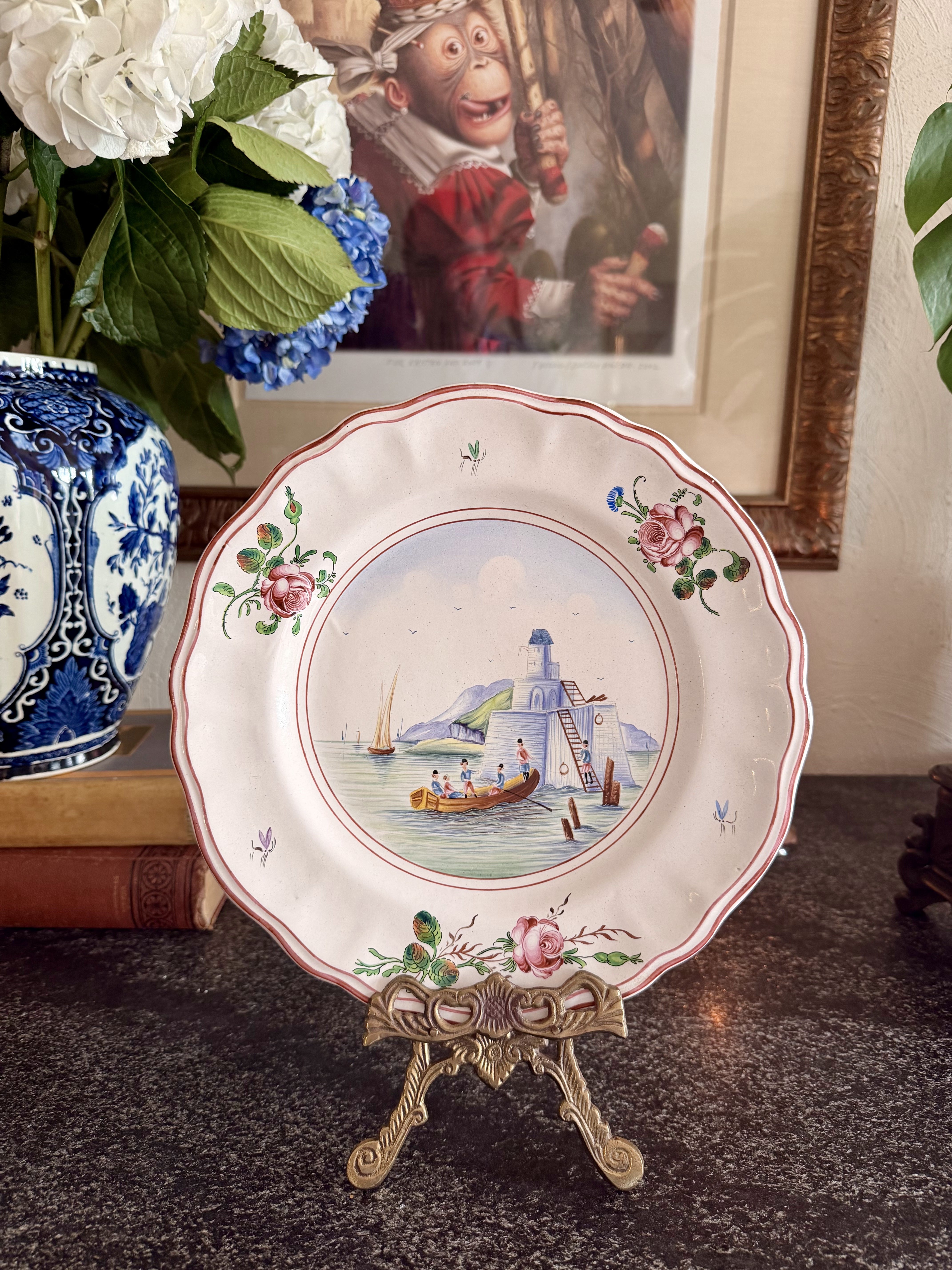 French Faience Nautical Plate 1