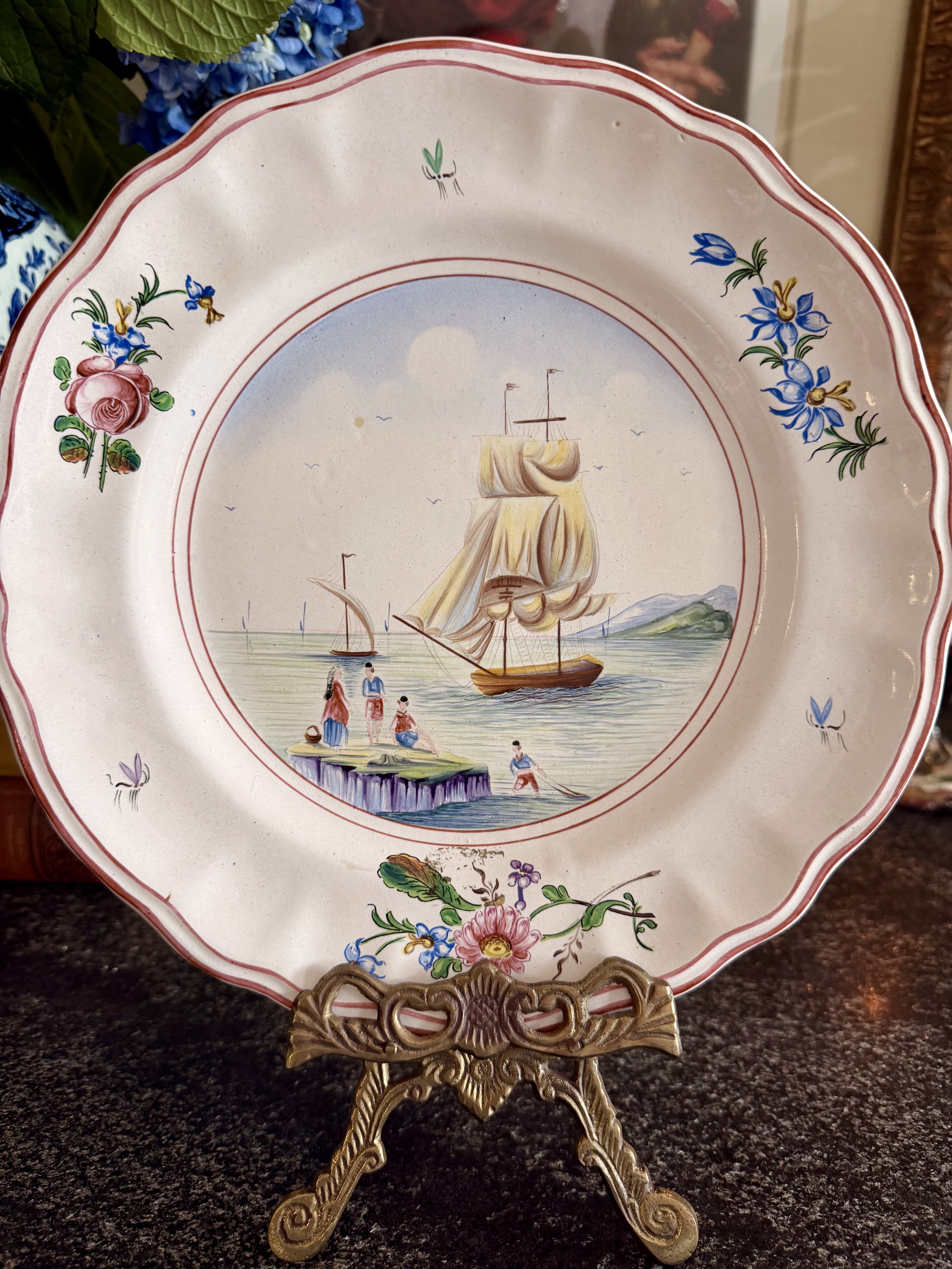 French Faience Nautical Plate 3
