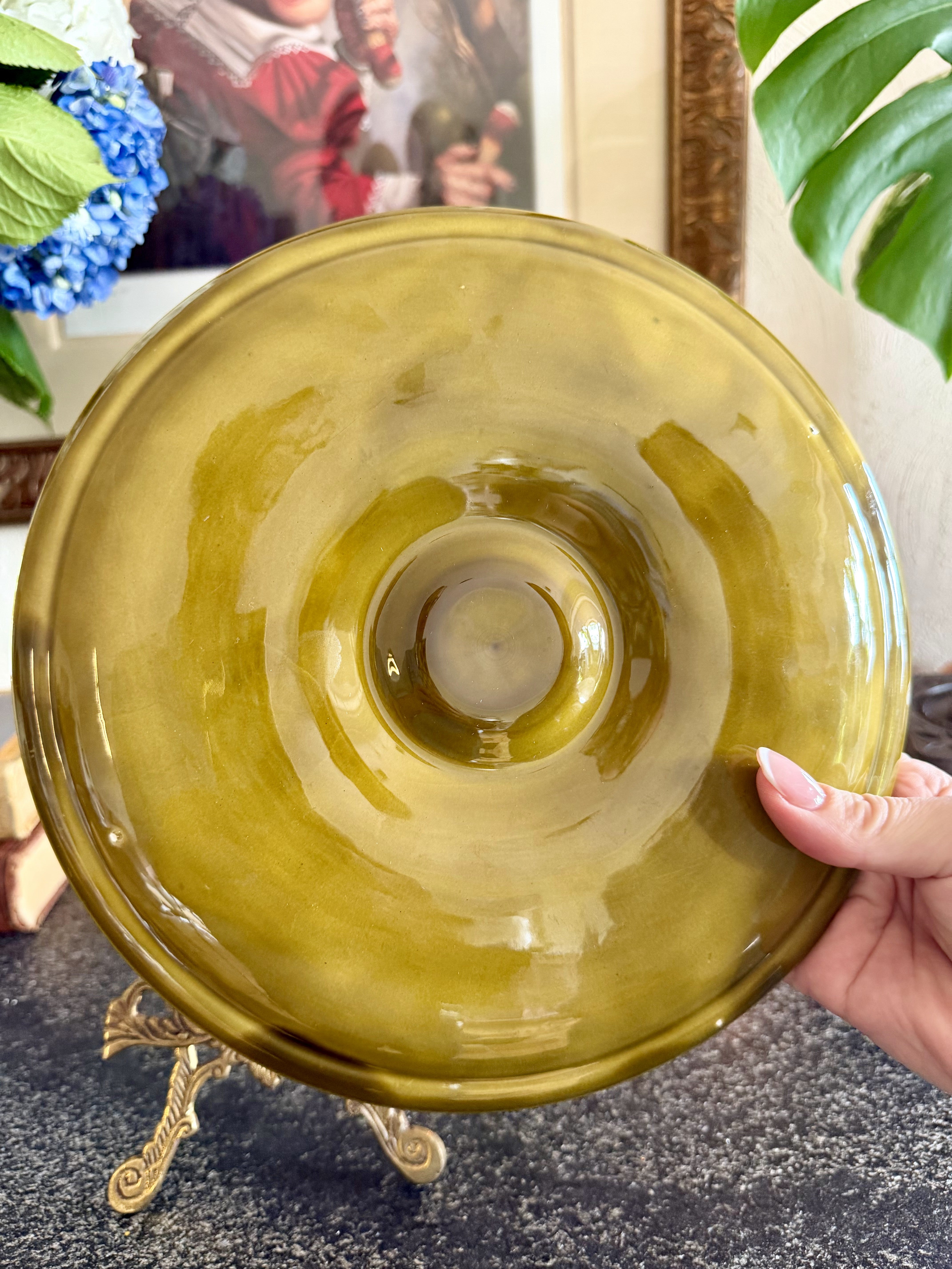 French Majolica Oyster Plate - Green