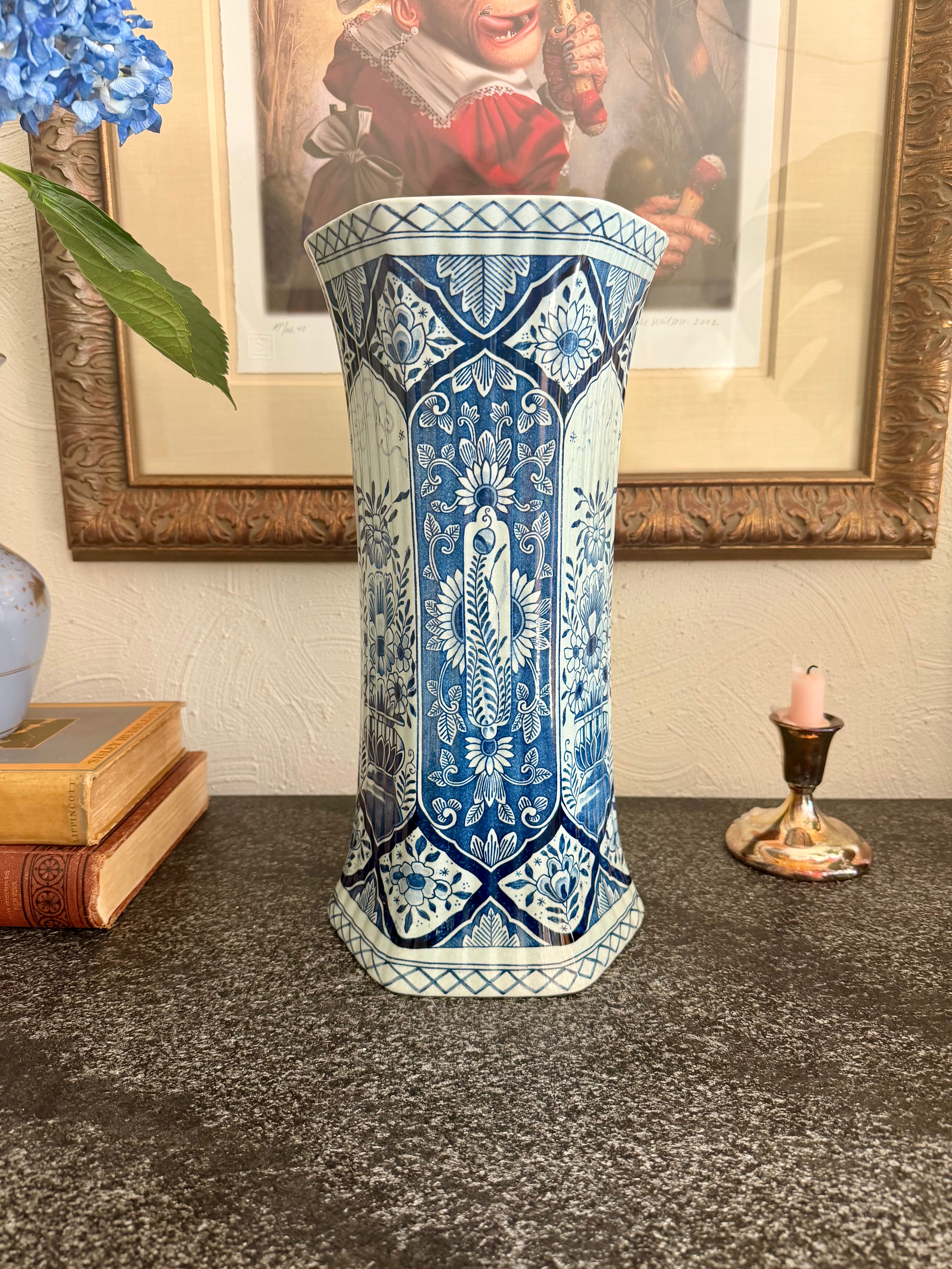 Tall Antique Delft Vase