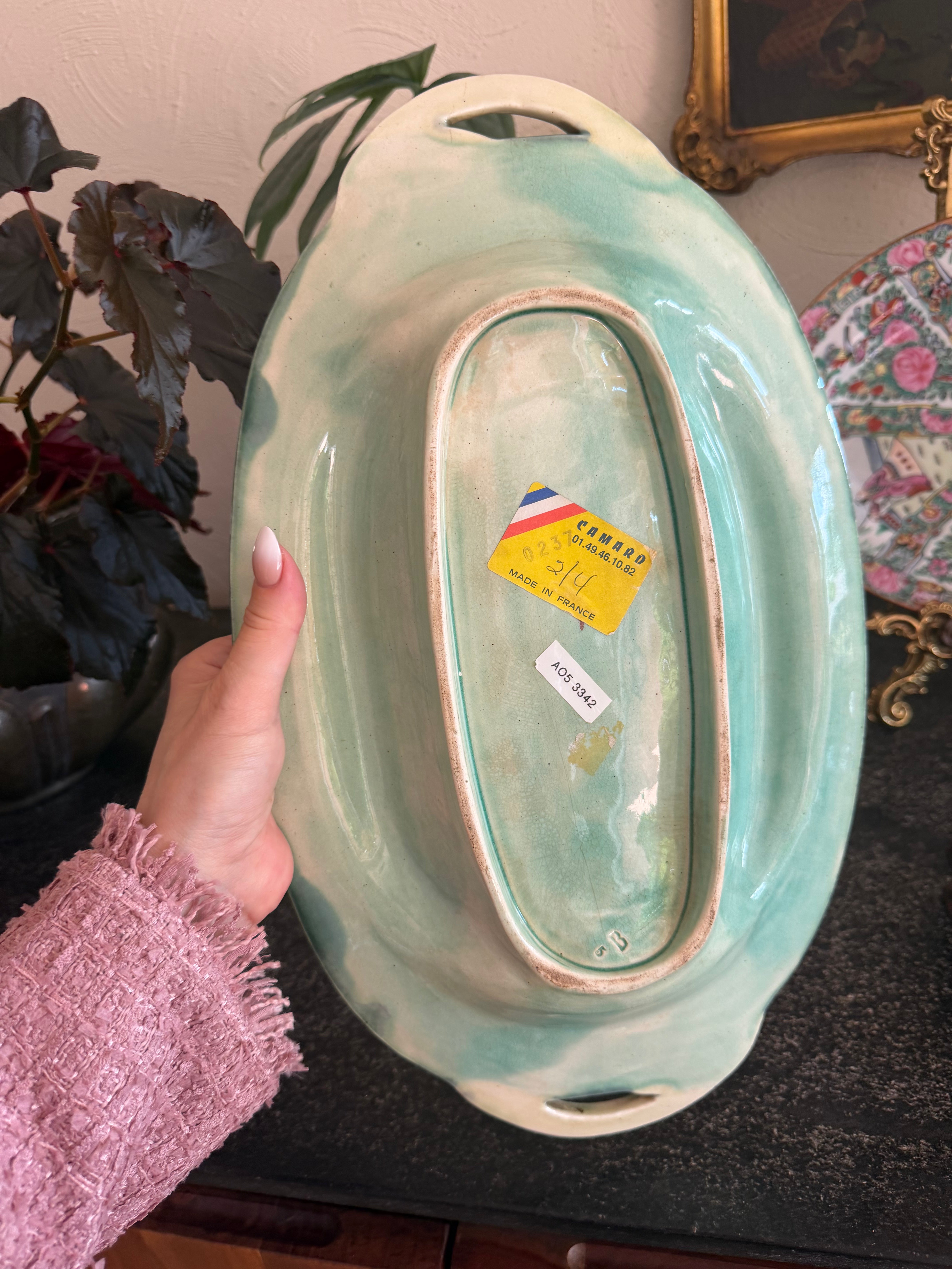 Antique Majolica Asparagus Platter
